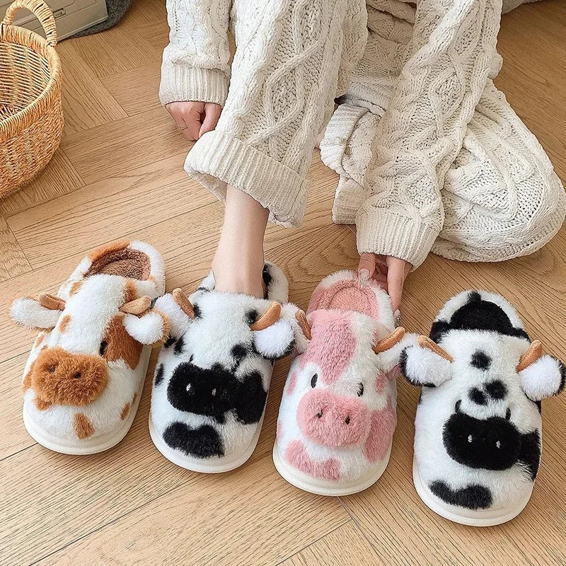 đ SnuggleMoo⢠Womenâs Winter Warm Cow Slippers