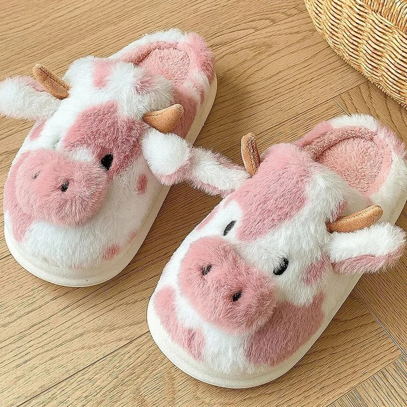 đ SnuggleMoo⢠Womenâs Winter Warm Cow Slippers