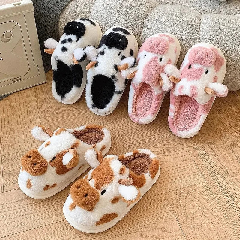 đ SnuggleMoo⢠Womenâs Winter Warm Cow Slippers