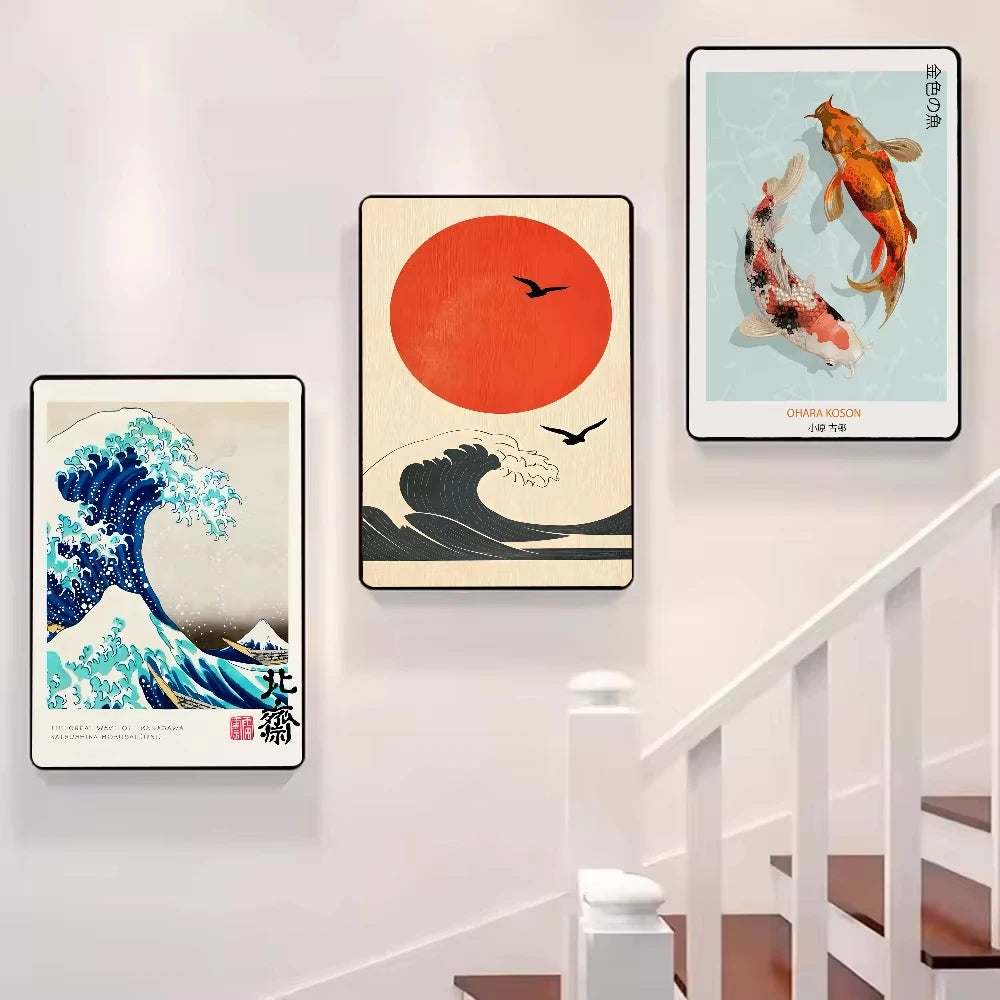 ๐ผ๏ธ Frameless Landscape Canvas Print โ Japanese H-Hokusai Style