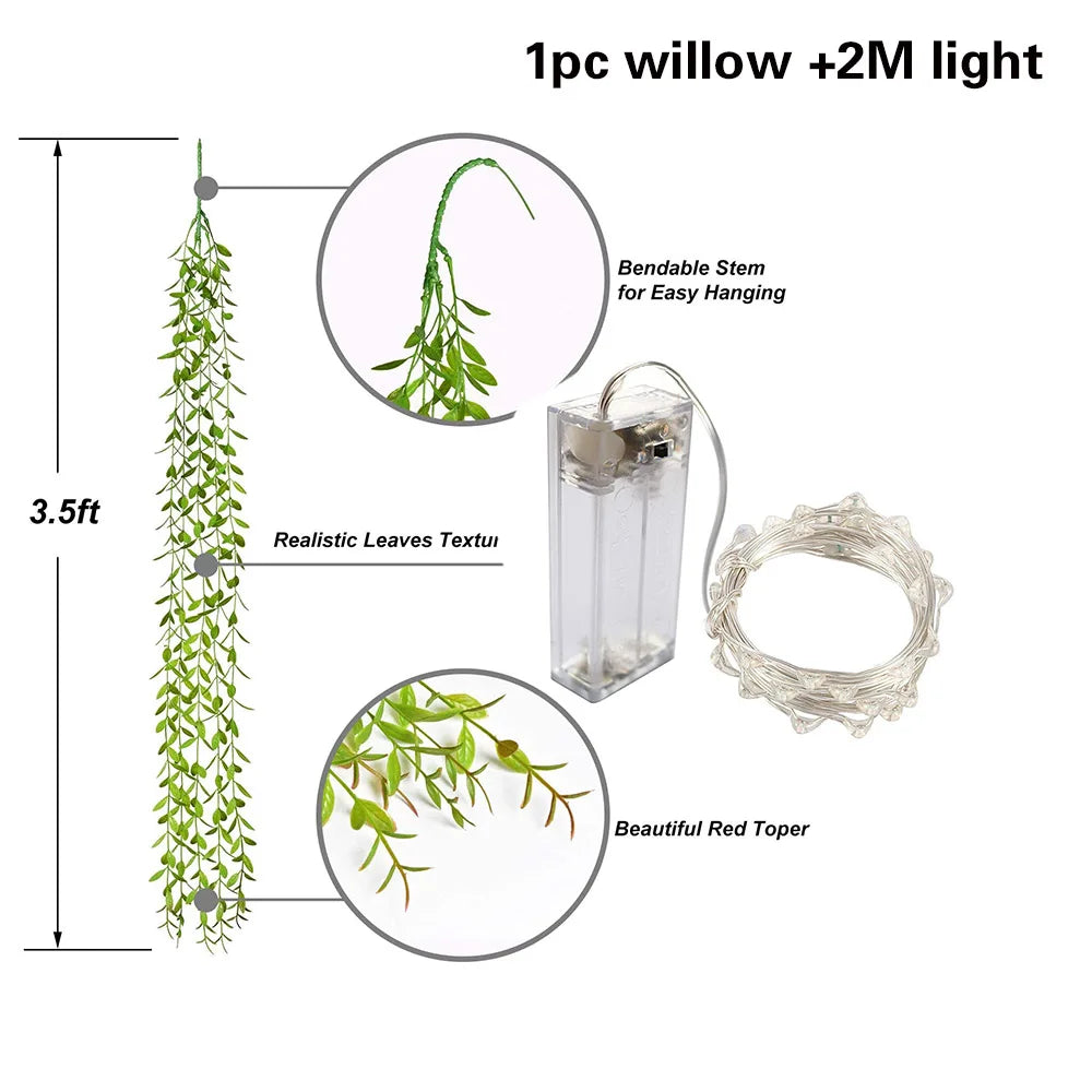 🌿 Ivy Willow Garland with LED Lights