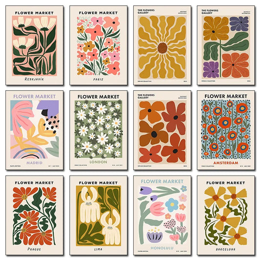 Colorful Retro Flower Poster ( large size)