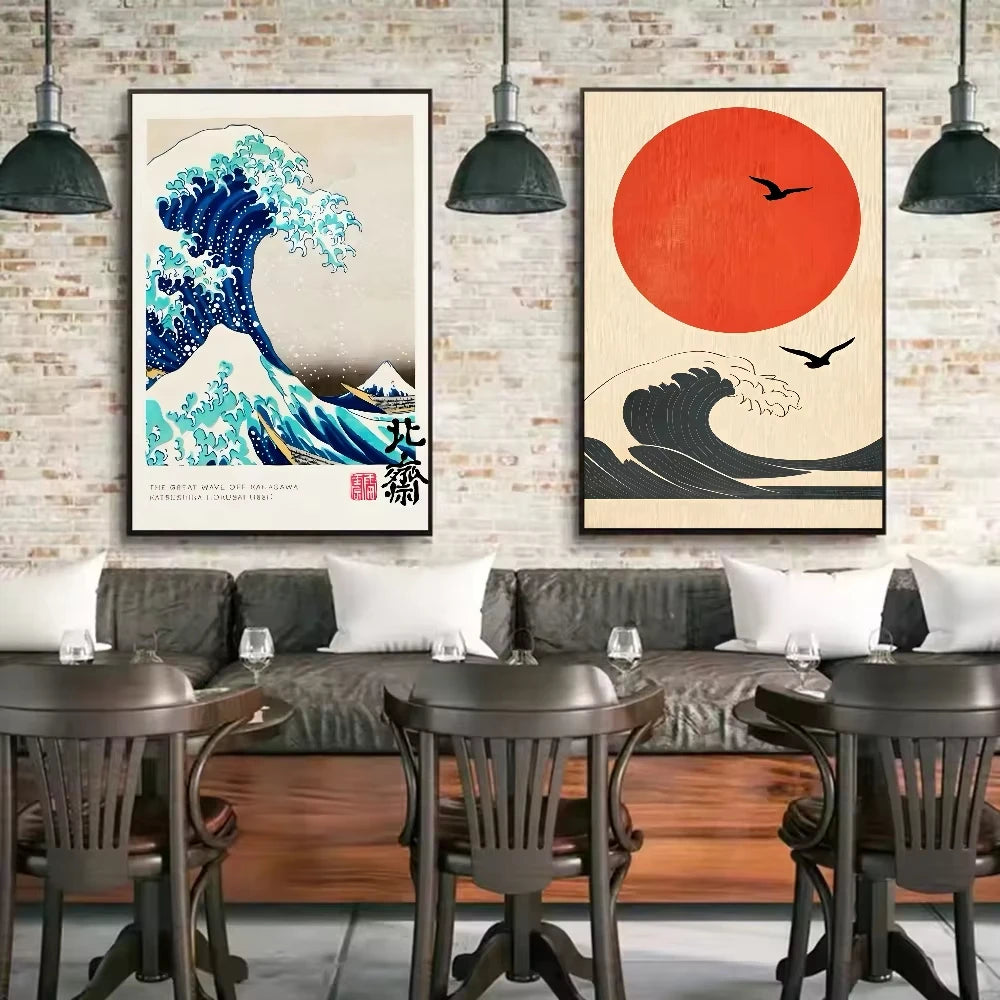 🖼️ Frameless Landscape Canvas Print – Japanese H-Hokusai Style